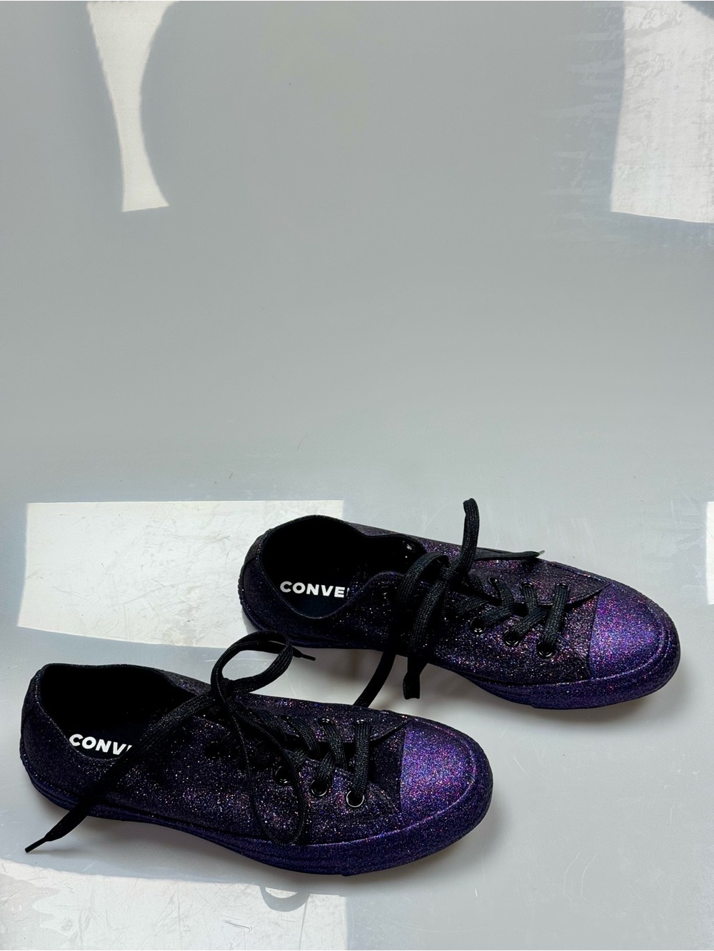 Converse Chuck Taylor All Star Low Purple Glitter Sneakers Women’s 10 - Picture 4 of 7